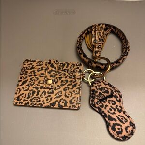 Leopard Accessory Set ( wristlet keyring, chapstick holder, and card holder)